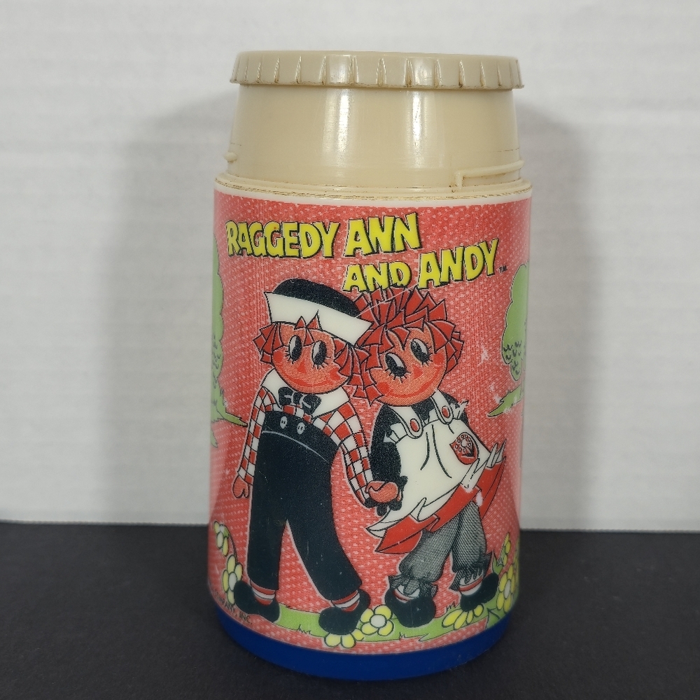 Vintage 1973 Raggedy Ann and Andy Thermos Mug By Aladdin